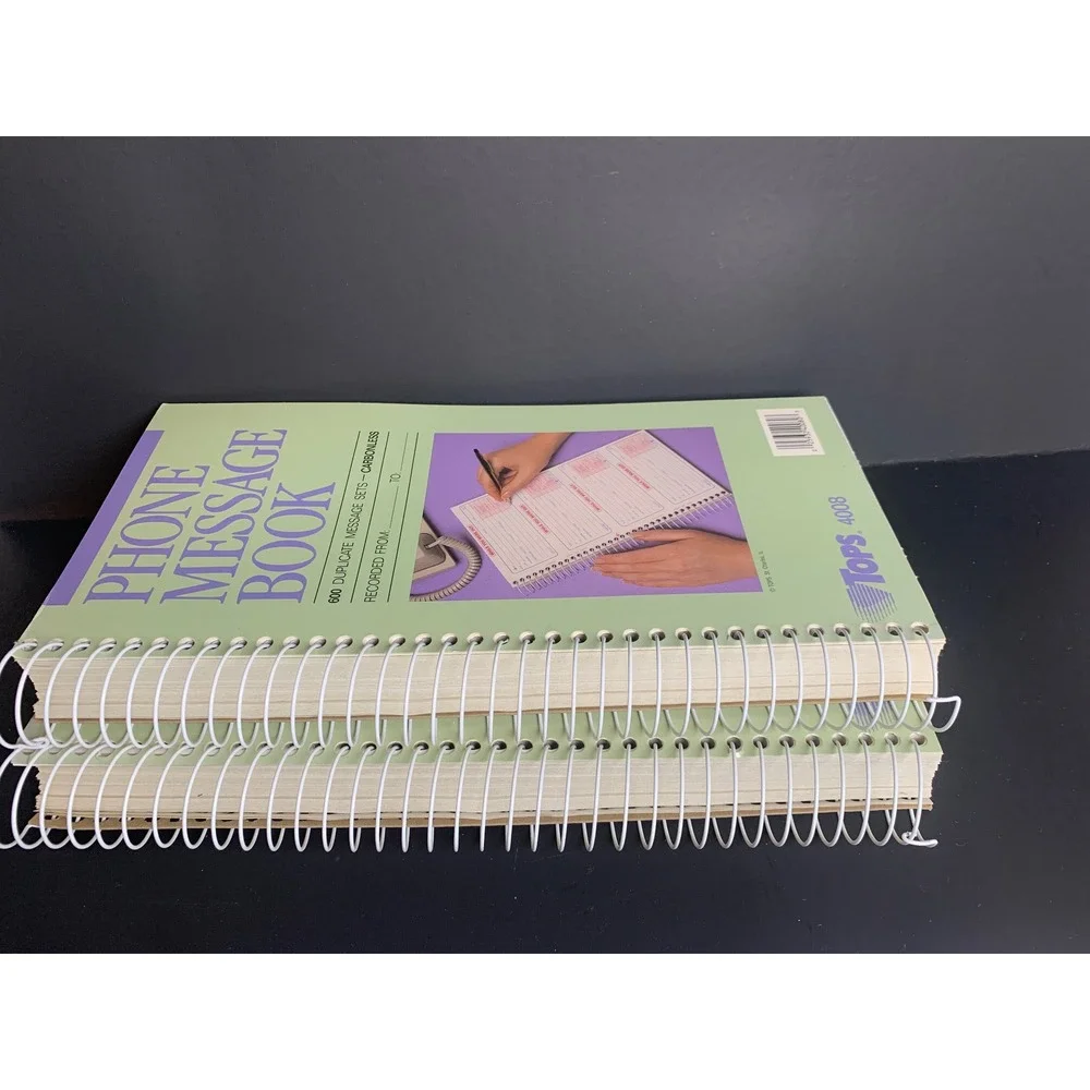 Vintage 2 TOPS 4008 Phone Message Book 600 Duplicate Sets Carbonless Spiral 90s
